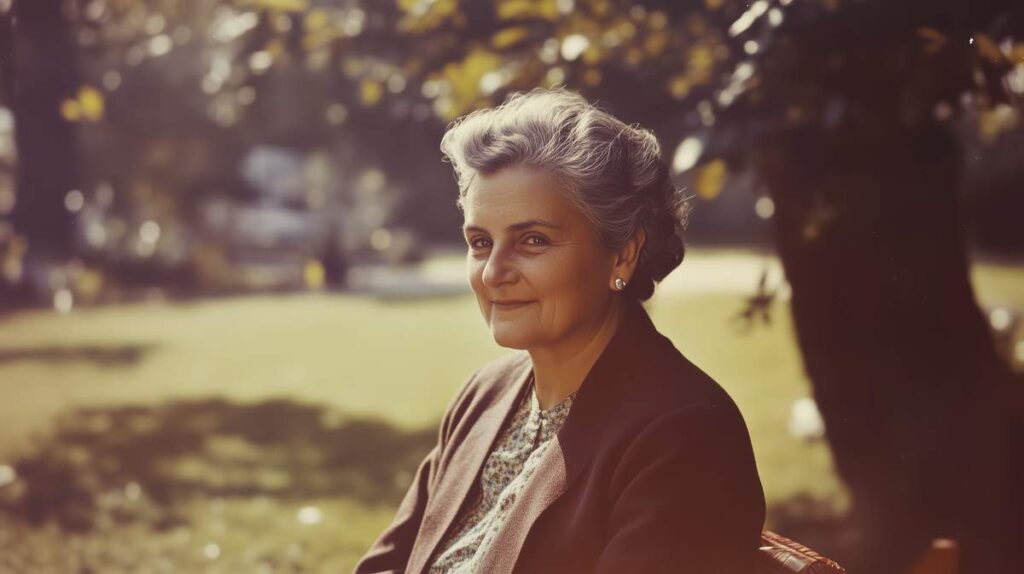 Représentation de Maria Montessori dans un parc